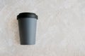 Reusable eco friendly handy bamboo cup on neutral background with copy space. Sustainable lifestyle Royalty Free Stock Photo