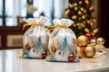 the Reusable fabric gift bags with festive prints