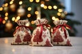 the Reusable fabric gift bags with festive prints