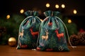 the Reusable fabric gift bags with festive prints