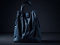 reusable fabric shopping bag ecofriendly on black background. ai generative