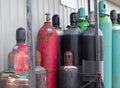 Reusable gas tanks refills chemical products under pressure empty bottles