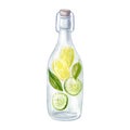 Reusable glass bottle with homemade lemonade or sassy water