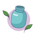 Reusable glass jar. Sustainable lifestyle, zero waste, ecological concept. Vector illustration in cartoon style