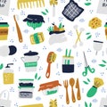 Reusable items hand drawn vector seamless pattern Royalty Free Stock Photo
