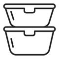 Reusable lunchboxes line black icon. Zero waste lifestyle. Metallic containers for food storage. Outline pictogram for web page,