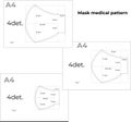 Reusable medical mask template against influenza viruses. Instructions for printing A4 format. DIY sewing pattern. The