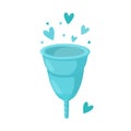 Reusable menstrual cup. With love for those who tend to reuse and zero waste. Vector illustration