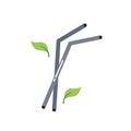 Reusable metal drinking straws. Sustainable lifestyle, zero waste, ecological concept. Vector illustration in flat style