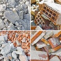 REUSABLE AND RECYCLABLE MATERIAL FROM THE CONSTRUCTION INDUSTRY - Brick rubble debris on construction site after a demolition Royalty Free Stock Photo