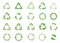 Reusable round arrows elements, lifecycle arrow symbol. Recycle logo, circle reduce eco icons. Environmental mark Royalty Free Stock Photo