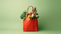 Reusable shopping bag with fresh fruits and vegetables Royalty Free Stock Photo