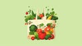 Reusable shopping bag with fresh fruits and vegetables Royalty Free Stock Photo