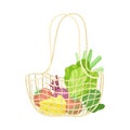 Reusable Shopping Bag Full of Grocery Products as Eco Purchase Vector Illustration Royalty Free Stock Photo