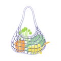 Reusable Shopping Bag Full of Grocery Products as Eco Purchase Vector Illustration Royalty Free Stock Photo