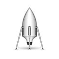 Reusable space rocket on legs futuristic concept mockup, shuttle realistic 3d vector model isolated on white background, launch or Royalty Free Stock Photo