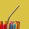 Reusable drinking straw and plastic drinking straw