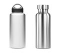 Reusable water bottle. Isolated aluminum metal bottle