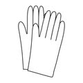 Reusable work gloves for gardening or cleaning, doodle style flat vector outline for coloring book