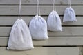 Reusable zero waste linen produce bags hanging