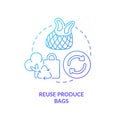 Reuse produce bags blue gradient concept icon