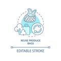 Reuse produce bags turquoise concept icon