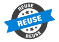 reuse sign. round ribbon sticker. isolated tag