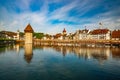 Reuss river in the historic center of Lucerne, Switzerland Royalty Free Stock Photo