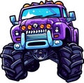 kawaii Monster Truck Jumping Illustration, Truck, Extreme Vehicle sticker Royalty Free Stock Photo