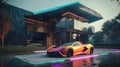 Luxury Bionic House & Stylish Supercar: A Colorful Pair
