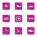 Revamp of carriageway icons set, grunge style