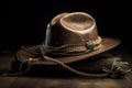revamped cowboy hat, rope, and gun with modern style Royalty Free Stock Photo
