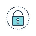 Color illustration icon for Reveal, unlock and confidential