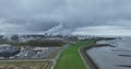 Revealing aerial drone view on the chemical park of Terneuzen, The Netherlands. Production of mainly plastics