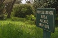 Revegetation area sign Royalty Free Stock Photo