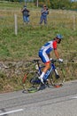 French racer Jerome Cousin in difficulty on a climb of Tour de France