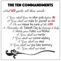 Ten commandments listed from the law in the book of the Bible Deuteronomy given by God to Moses. Royalty Free Stock Photo