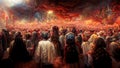 Revelation of Jesus Christ, new testament, religion of christianity, heaven and hell over the crowd of people, Jerusalem