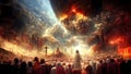 Revelation of Jesus Christ, new testament, religion of christianity, heaven and hell over the crowd of people, Jerusalem