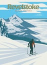 revelstoke mountain ski resort vintage poster background design, british columbia canada travel poster design Royalty Free Stock Photo