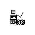 Revenue calculation black icon concept. Revenue calculation flat vector symbol, sign, illustration.