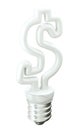 Revenue: Dollar ccurrency symbol light bulb on white Royalty Free Stock Photo