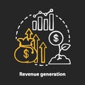 Revenue generation chalk concept icon. Success and income increase idea. Business development. Sprout with dollar coin