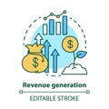 Revenue generation concept icon. Income increase idea thin line illustration. Business development. Sprout with dollar