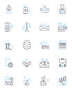 Revenue generation linear icons set. Sales, Profits, Income, Turnover, Margins, Growth, Expansion line vector and