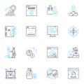 Revenue growth linear icons set. Expansion, Development, Profits, Increase, Gain, Advancement, Uplift line vector and