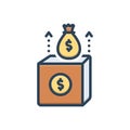 Color illustration icon for Revenue, income and proceeds