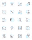 Revenue and income linear icons set. Earnings, Profits, Gains, Returns, Proceeds, Yield, Salary line vector and concept