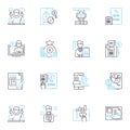 Revenue and income linear icons set. Earnings, Profits, Gains, Returns, Proceeds, Yield, Salary line vector and concept