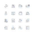 Revenue management line icons collection. Pricing, Optimization, Strategy, Forecasting, Yield, Analytics, Accruals